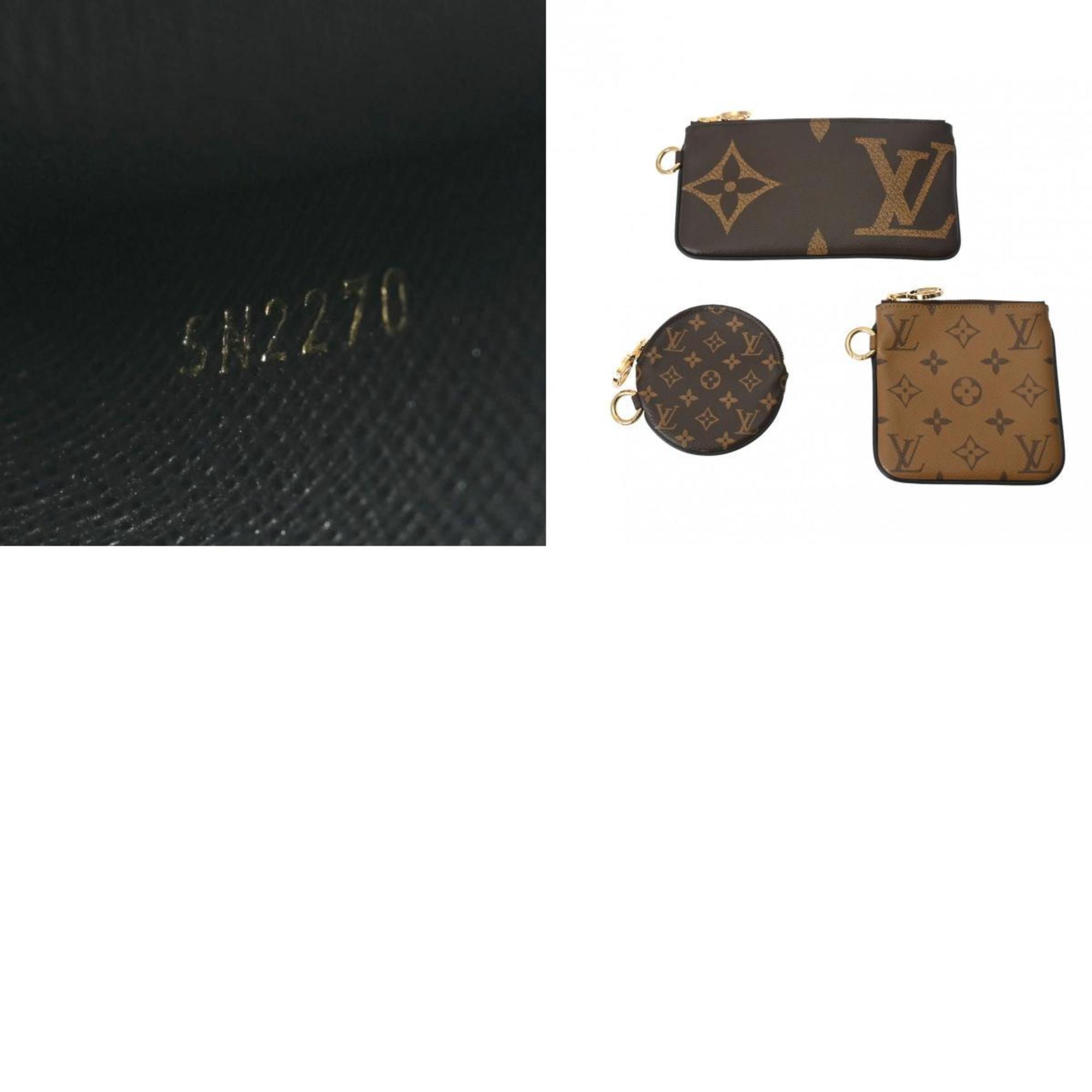 LOUIS VUITTON Louis Vuitton Monogram Reverse Giant Pochette Trio Brown/Beige M68756 Women's Canvas Pouch