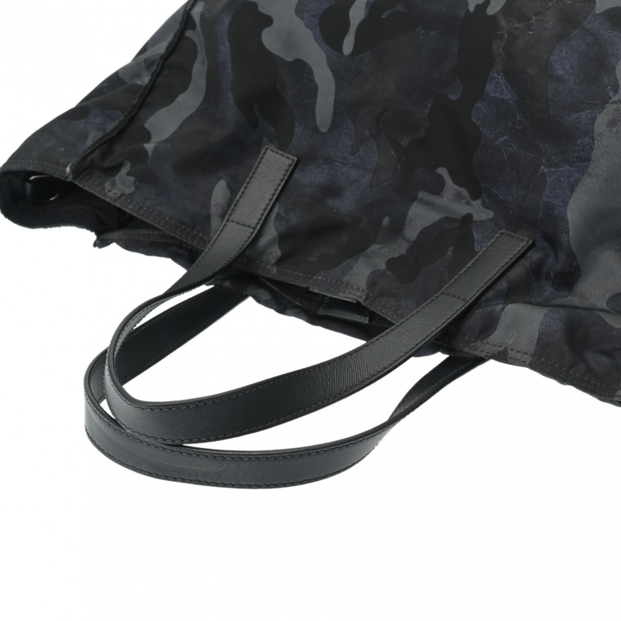 PRADA Prada Camouflage Pattern Black/Grey Women's Nylon Tote Bag