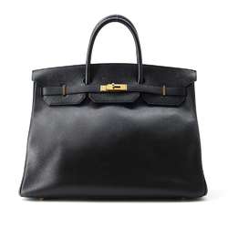 Hermes Birkin 40 Handbag Black Ardennes A Stamp