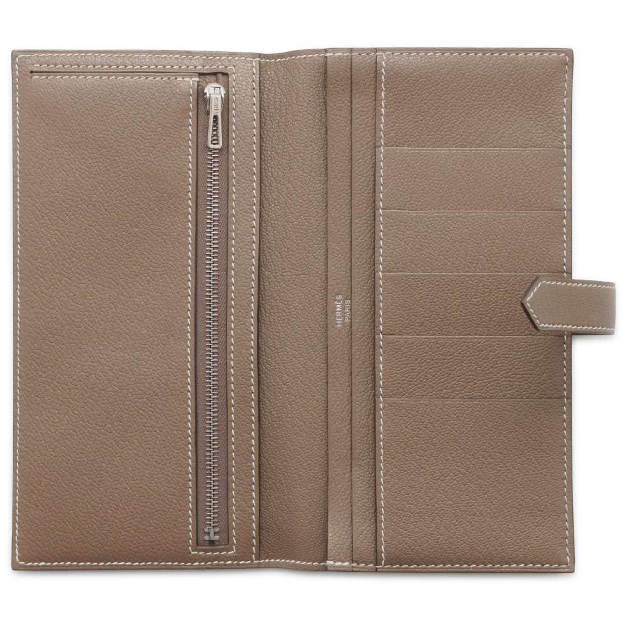 Hermes Long Wallet Bearn Soufflet Etoupe Chevre Mysore U Stamp