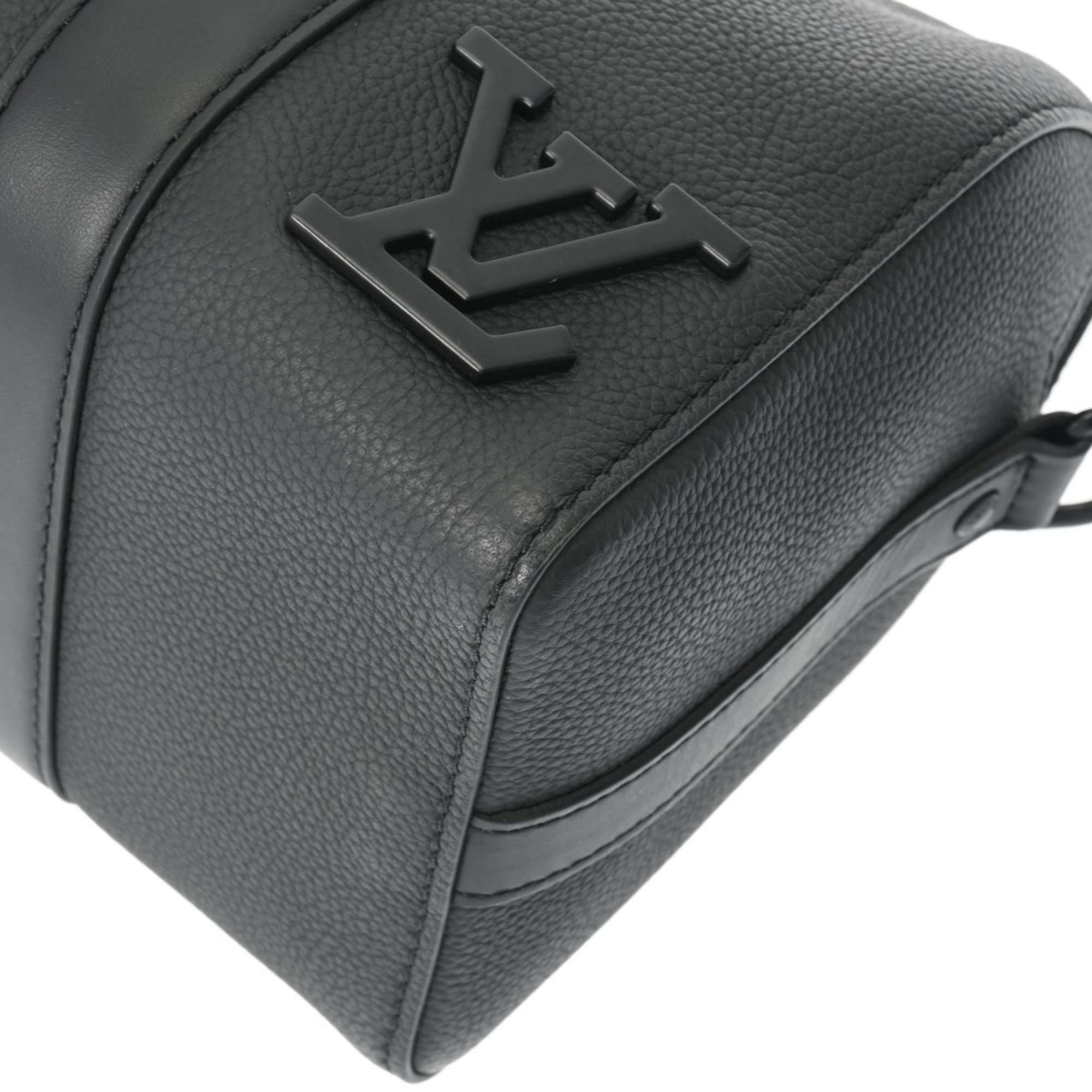 LOUIS VUITTON Aerogram City Keepall Black M59255 Men's Taurillon Leather Shoulder Bag