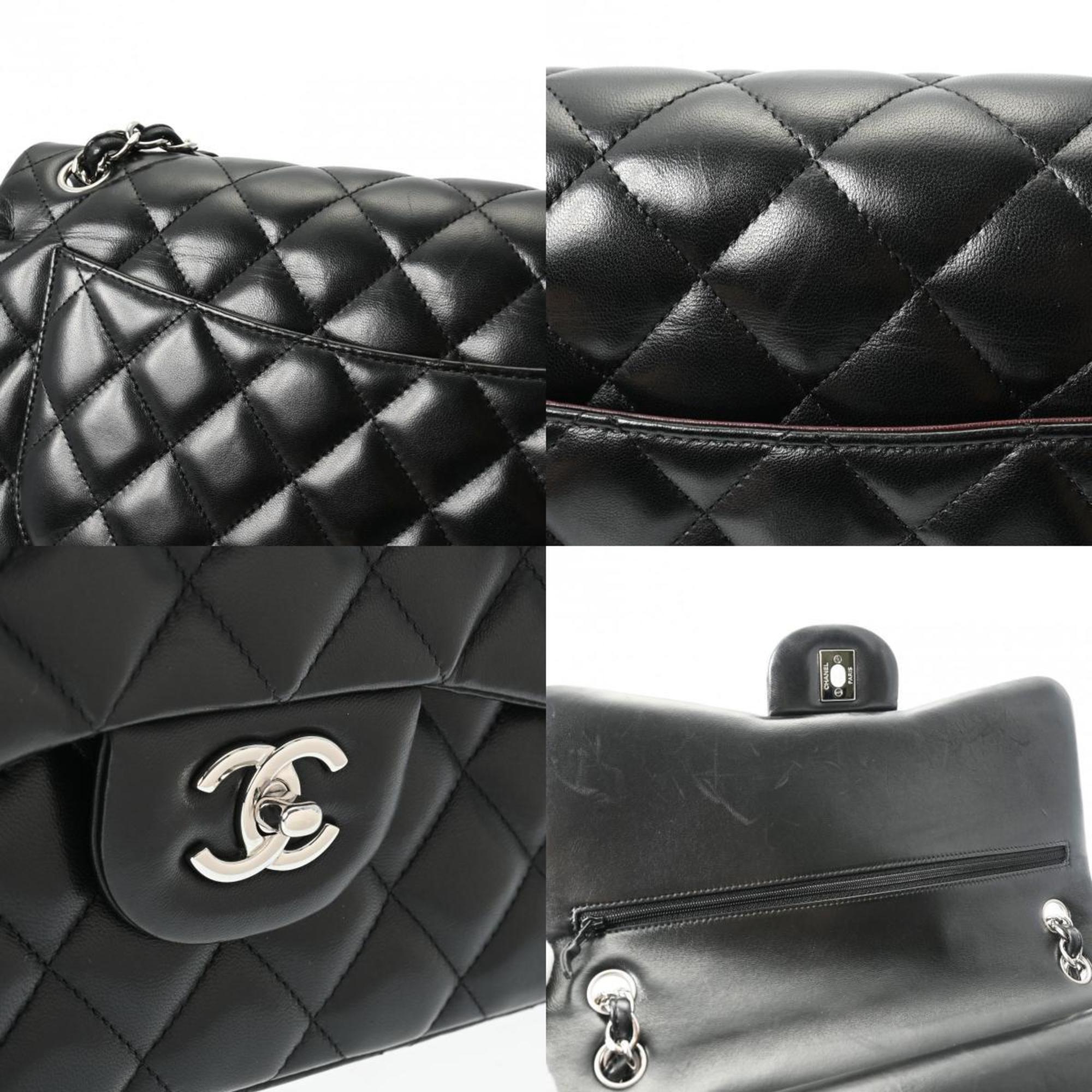 CHANEL Chanel Matelasse Chain Shoulder Double Flap 30cm Black A58600 Women's Lambskin Bag