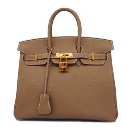 Hermes handbag Birkin 25 C engraved Togo Etoupe for women