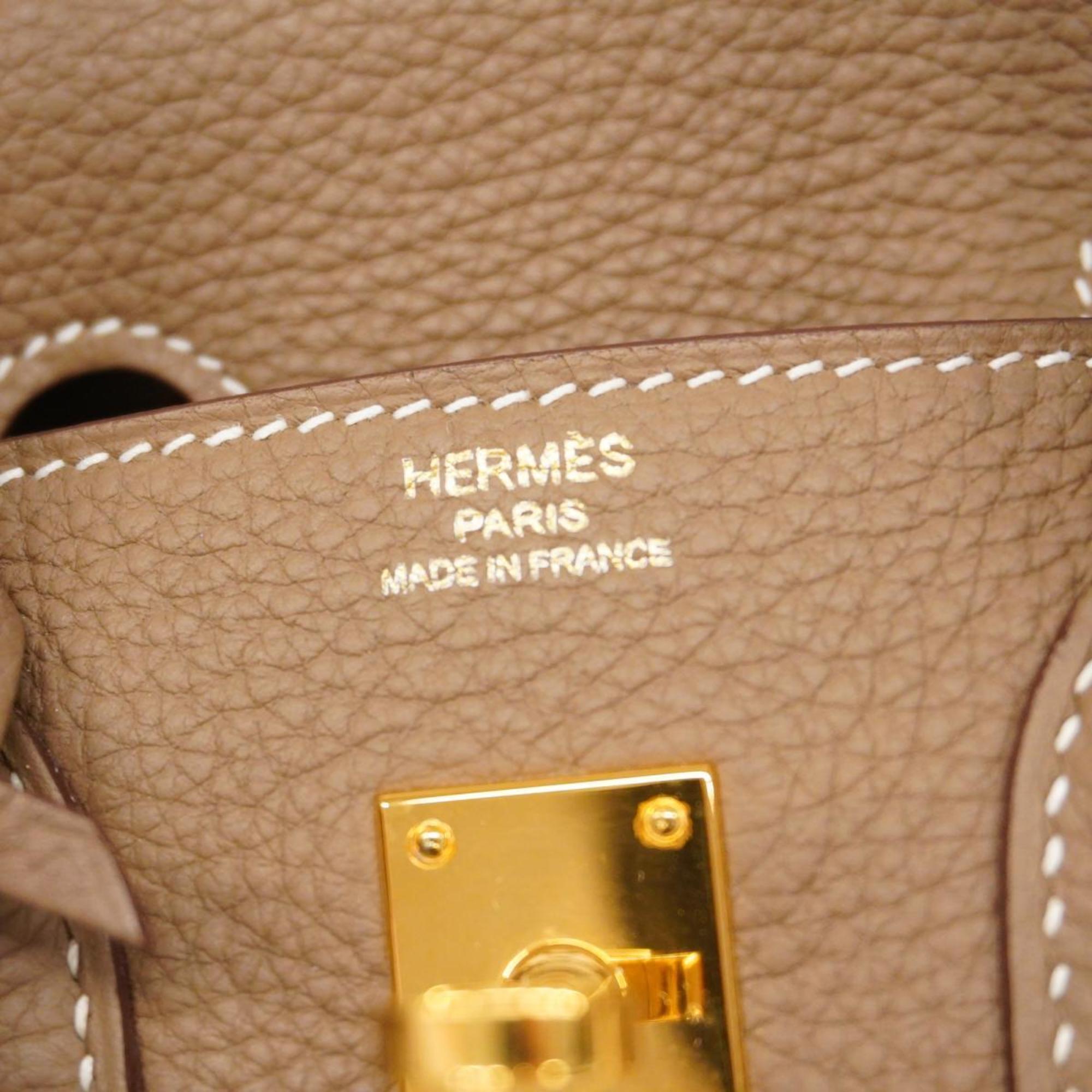 Hermes handbag Birkin 25 C engraved Togo Etoupe for women