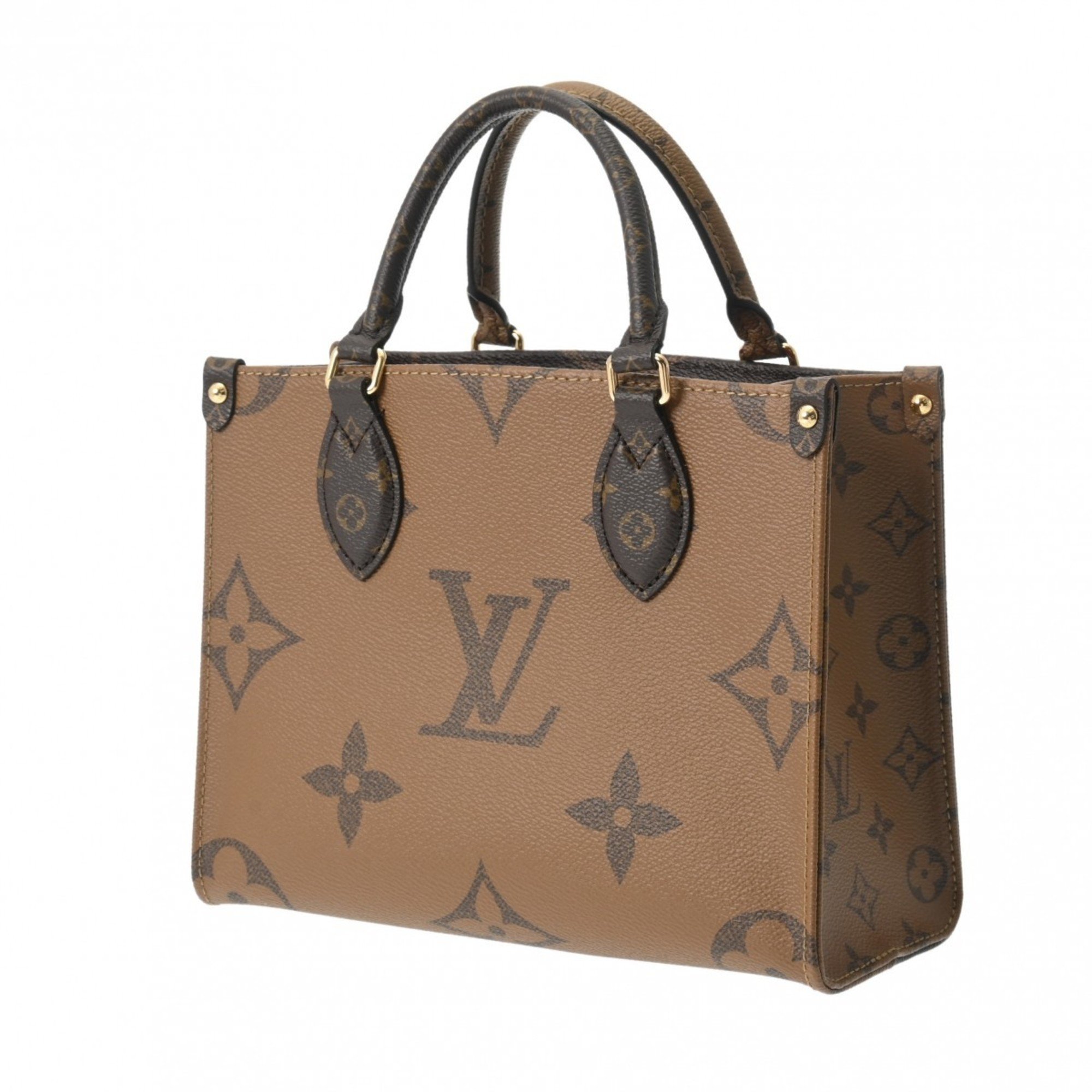 LOUIS VUITTON Louis Vuitton Monogram Reverse On the Go PM Brown M46373 Women's Canvas Handbag