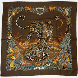 Hermes Carre 90 Jungle Love Scarf Muffler Brown Women's HERMES