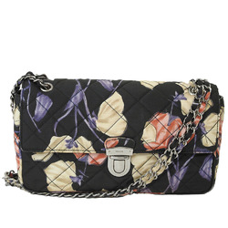 Prada Quilted Chain Shoulder Bag with Flower Print Pattern Black BR4618 Women's PRADA