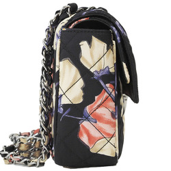 Prada Quilted Chain Shoulder Bag with Flower Print Pattern Black BR4618 Women's PRADA