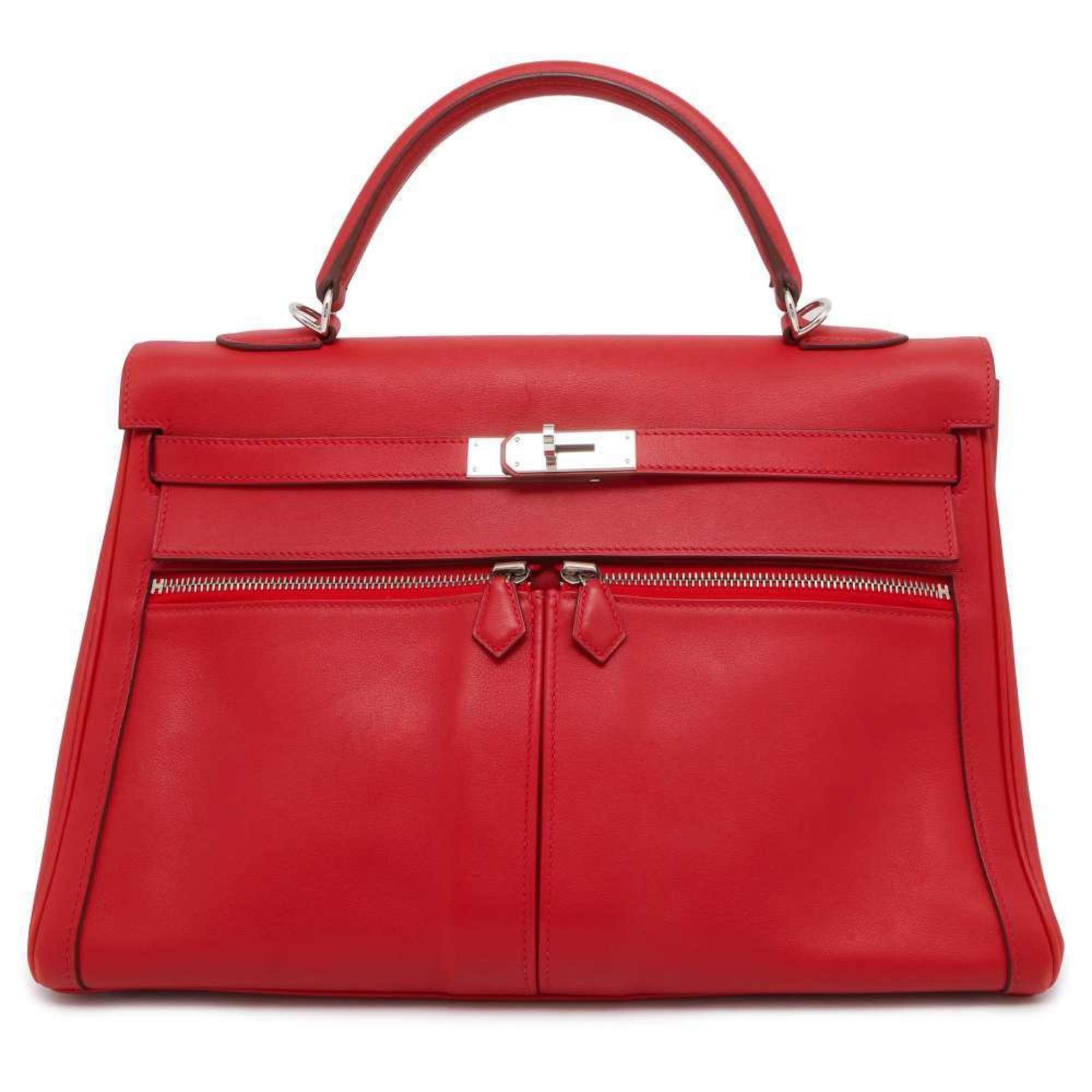 Hermes handbag Kelly Laki 35 Vermilion Swift □Q stamp