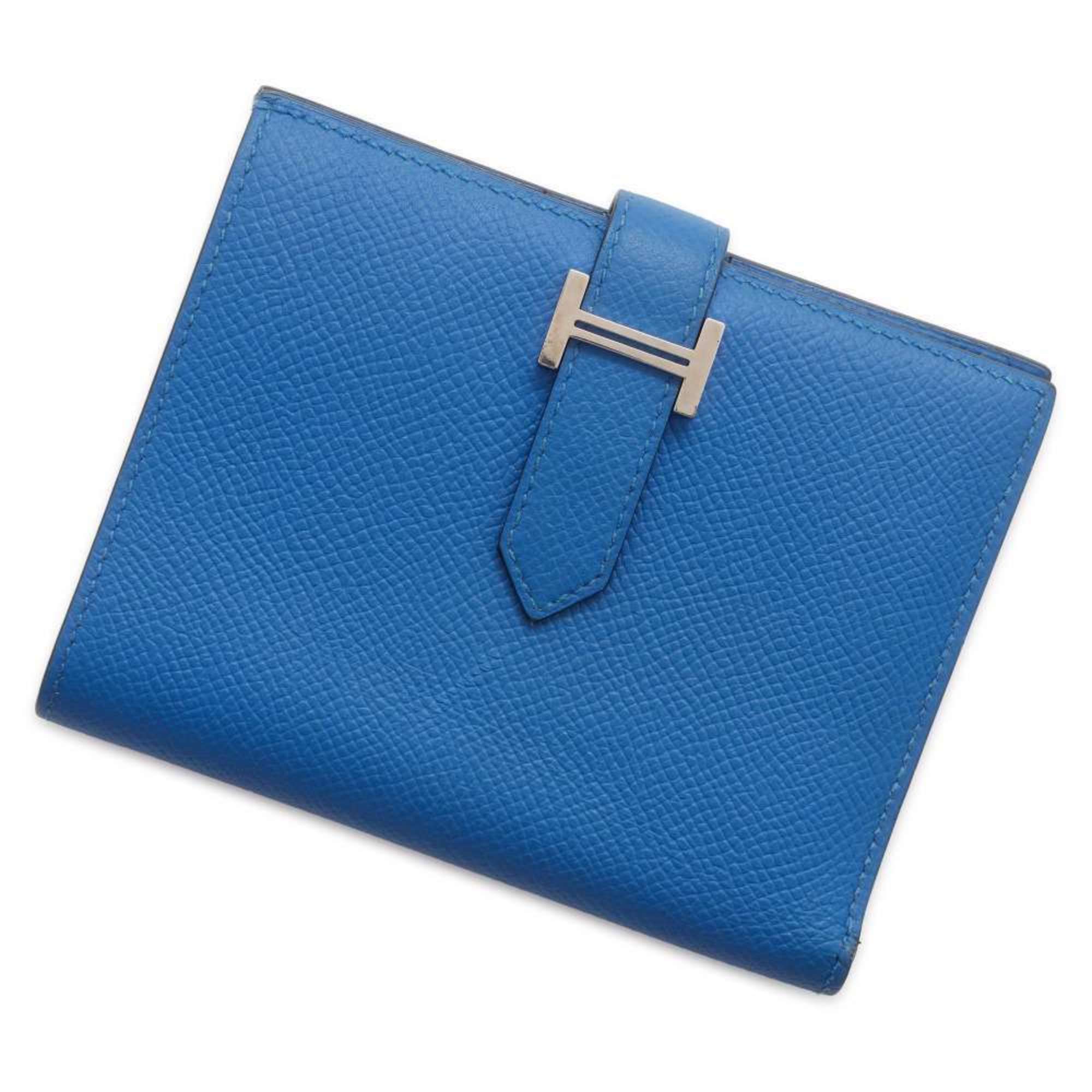 Hermes Bi-fold Wallet Bearn Compact Blue Zéliege Epsom Leather C Stamp