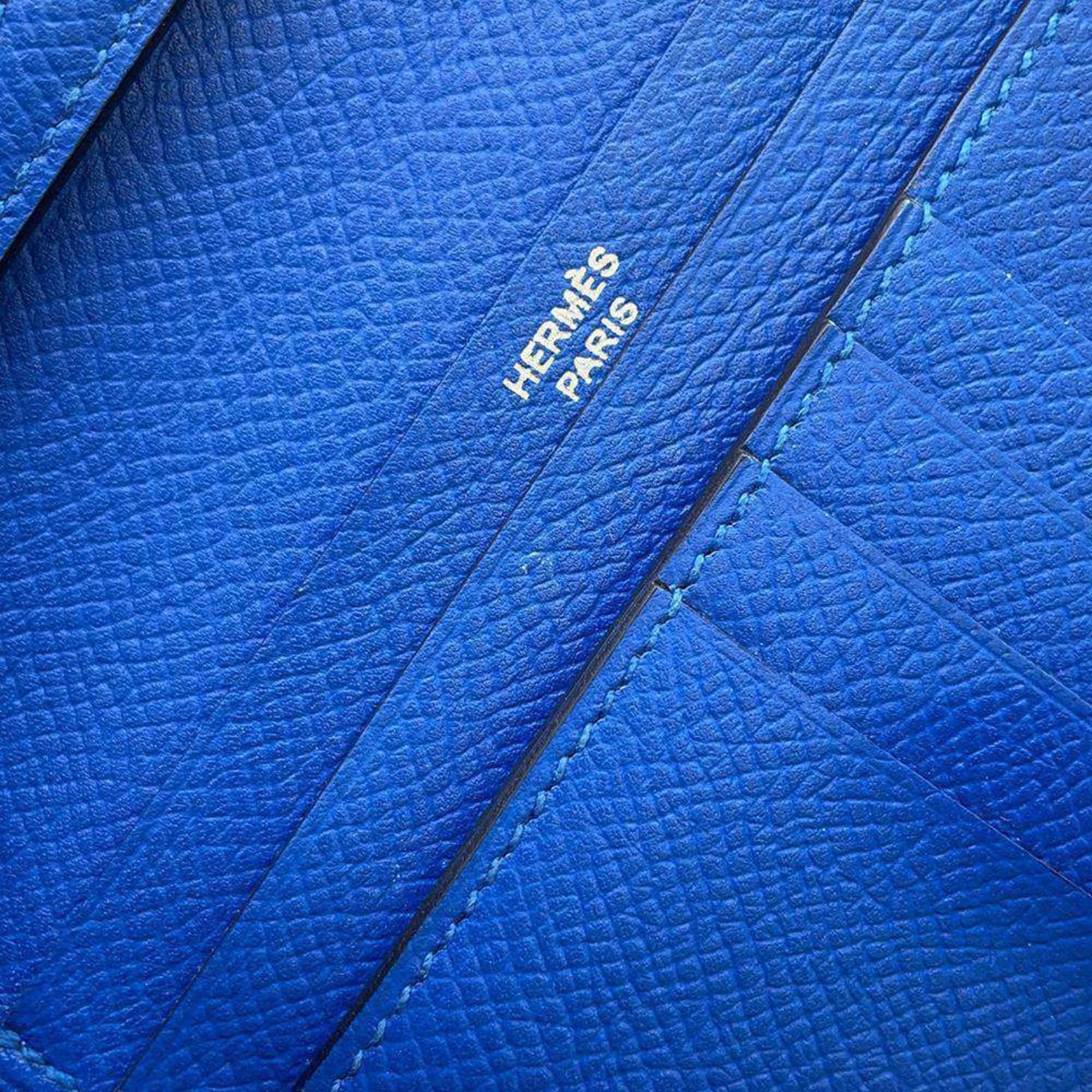 Hermes Bi-fold Wallet Bearn Compact Blue Zéliege Epsom Leather C Stamp