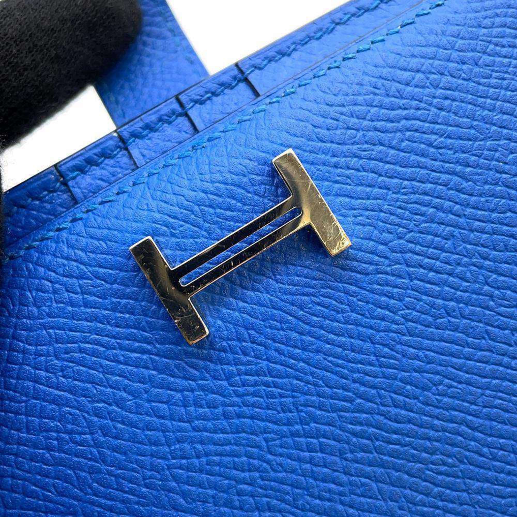 Hermes Bi-fold Wallet Bearn Compact Blue Zéliege Epsom Leather C Stamp