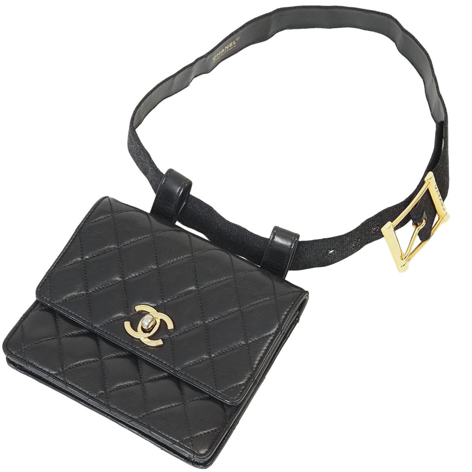 Chanel Matelasse Waist Bag 70 Black Women's CHANEL