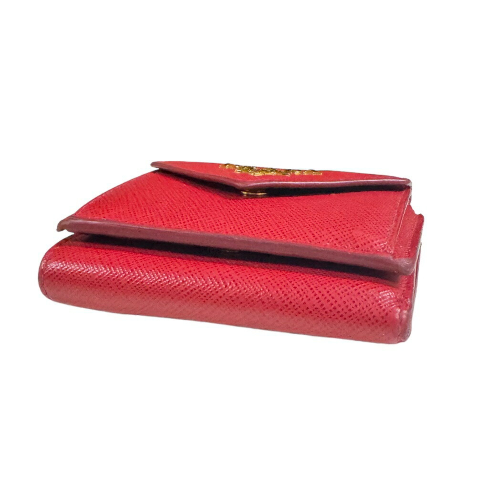 Prada Saffiano Tri-fold Wallet Leather 1MH021 Women's PRADA