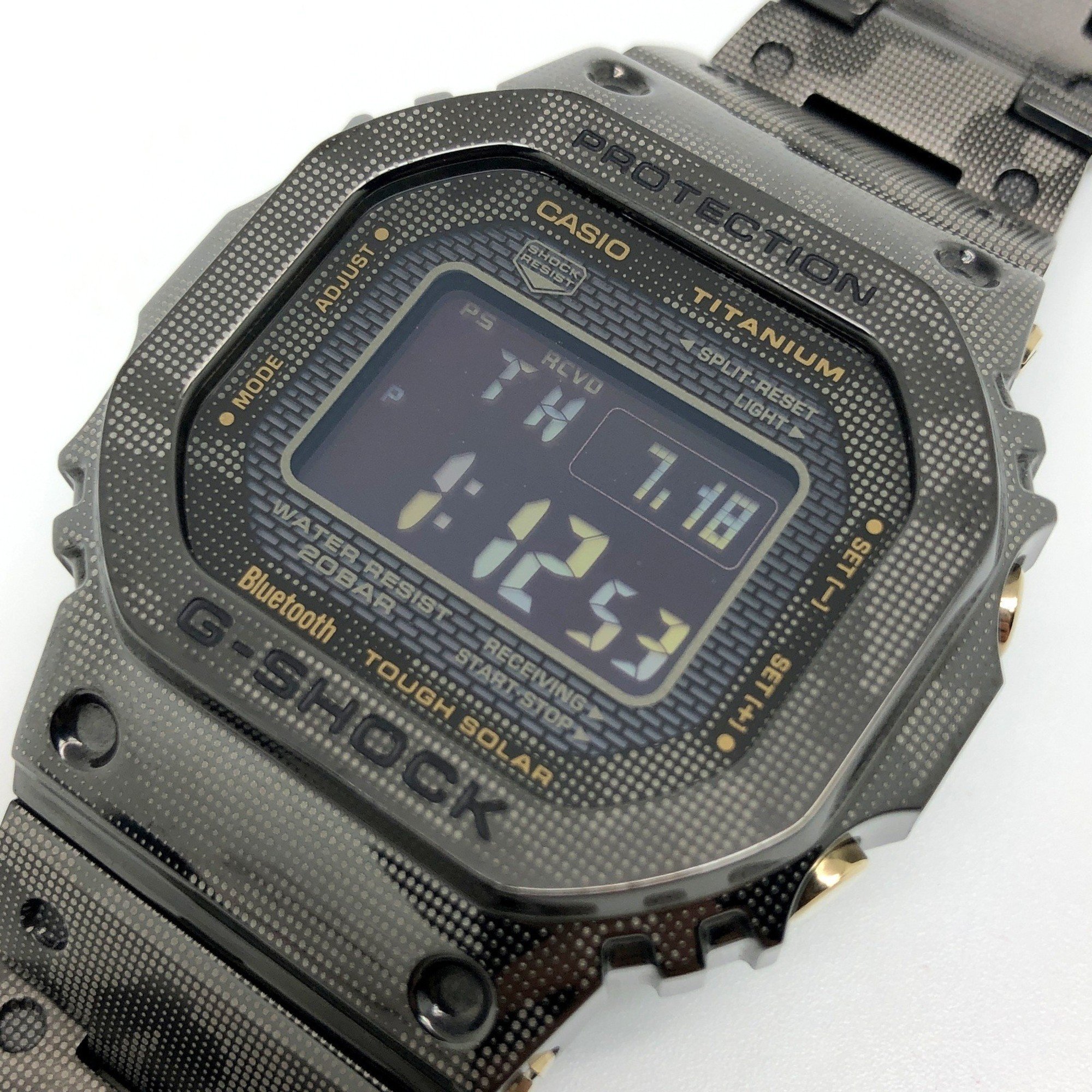 G-SHOCK CASIO Watch GMW-B5000TCM-1 Full Metal Titanium Camouflage Radio Solar High Brightness Auto LED Light Mobile Link Black x Gold Digital Mikunigaoka Store ITCDWR71TKBK