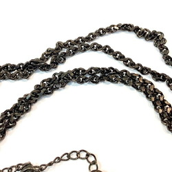 YSL Yves Saint Laurent Square Rhinestone Long Necklace Black Silver Approx. 55cm KB-8646