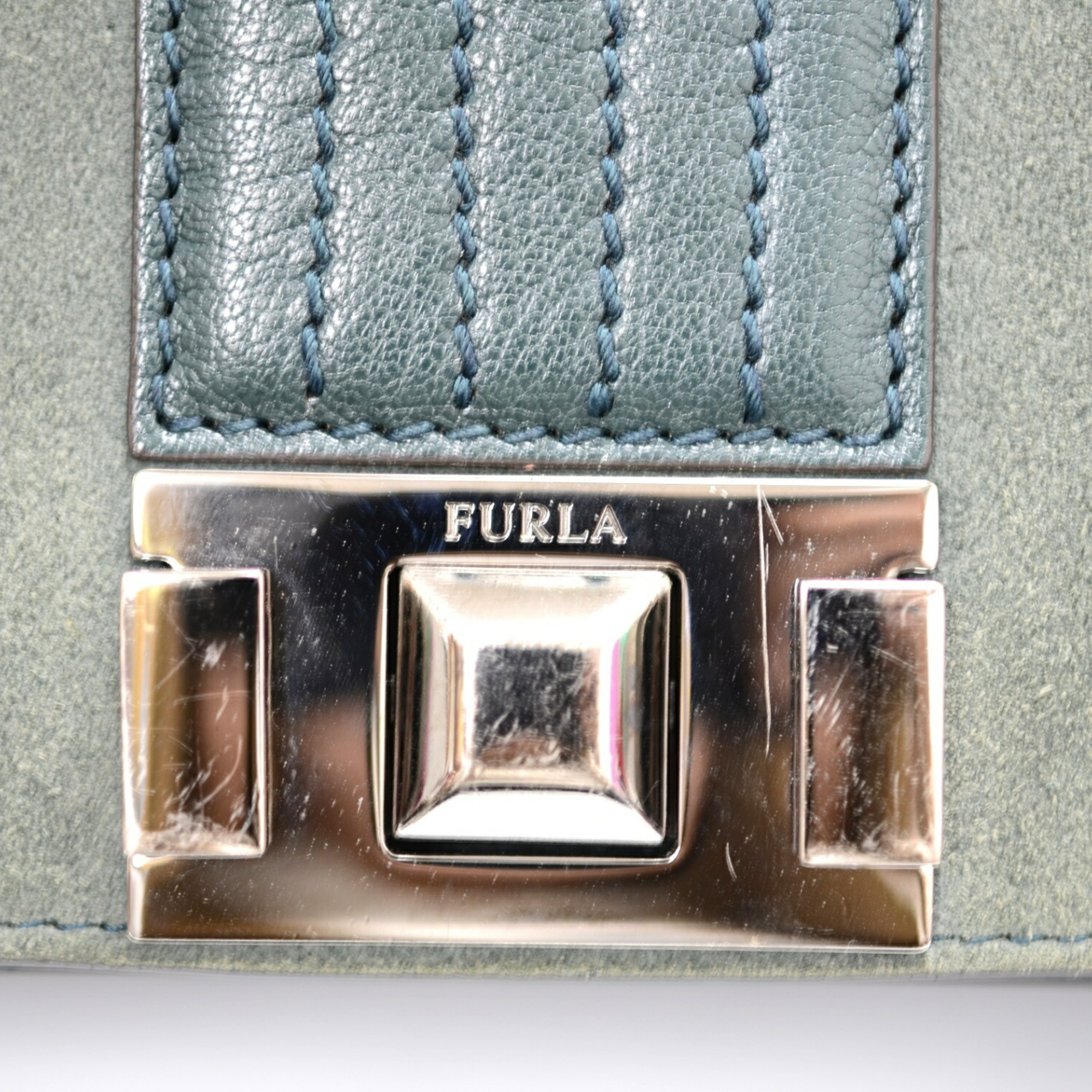 FURLA Camocho + Capra MINI Mimi Crossbody Chain Shoulder Bag 01033476 Moss Green JA-19217