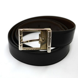 BVLGARI Square Buckle Reversible Men's Belt 14402 Black x Brown JA-17