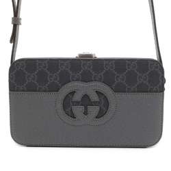 Gucci Shoulder Bag Cutout Interlocking G GG Supreme 725341 GUCCI Black