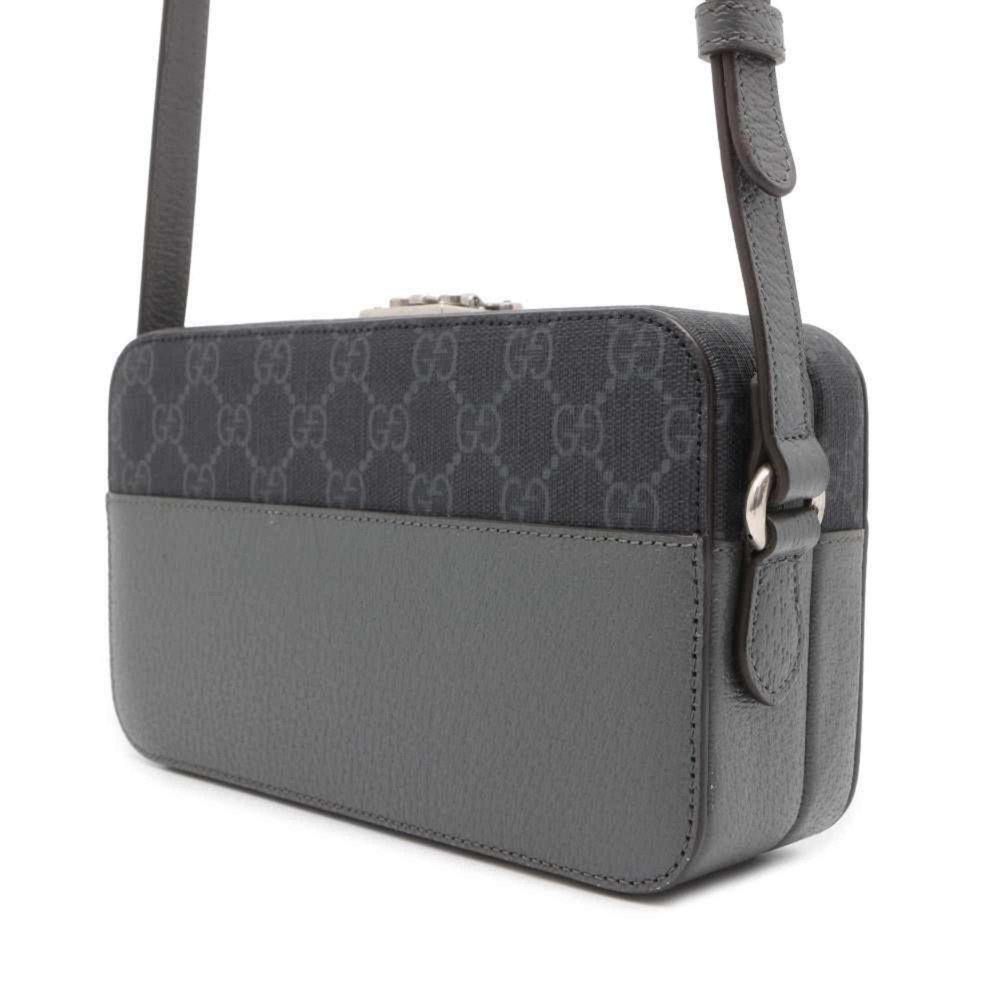 Gucci Shoulder Bag Cutout Interlocking G GG Supreme 725341 GUCCI Black