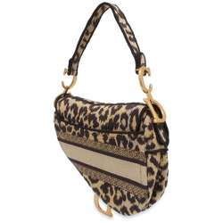 Christian Dior Saddle Bag Canvas Leopard M0446 Bags