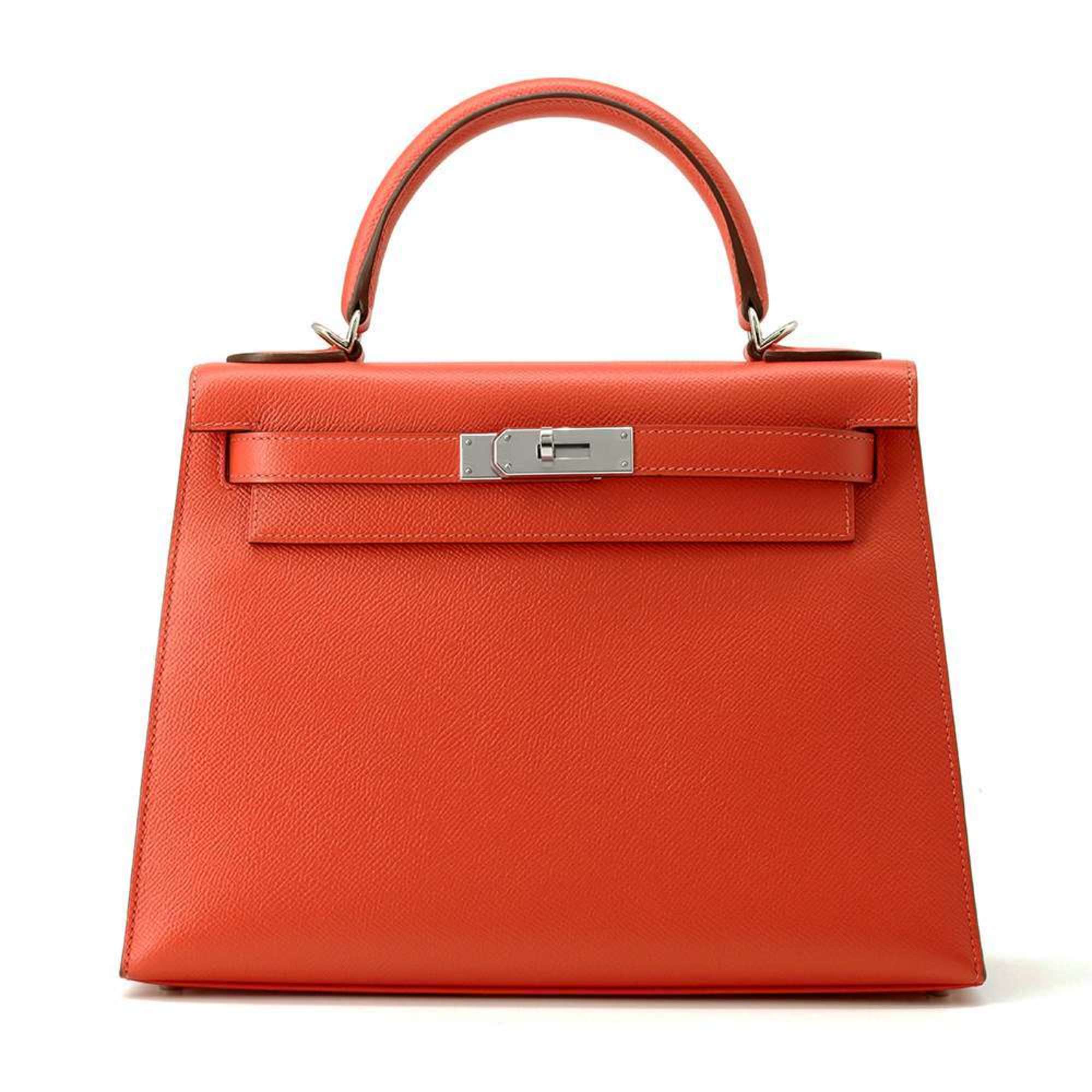 Hermes handbag Kelly 28 outside stitching Rouge Tomato Veau Epsom X stamp