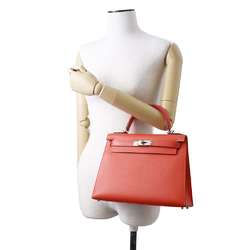 Hermes handbag Kelly 28 outside stitching Rouge Tomato Veau Epsom X stamp