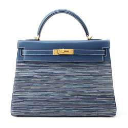 Hermes handbag Kelly 32 Inner stitching Blue Thalassa Matte box calf Vibrato □G stamp