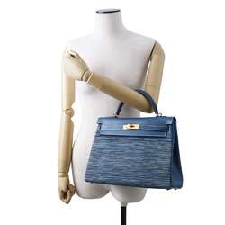 Hermes handbag Kelly 32 Inner stitching Blue Thalassa Matte box calf Vibrato □G stamp