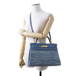 Hermes handbag Kelly 32 Inner stitching Blue Thalassa Matte box calf Vibrato □G stamp