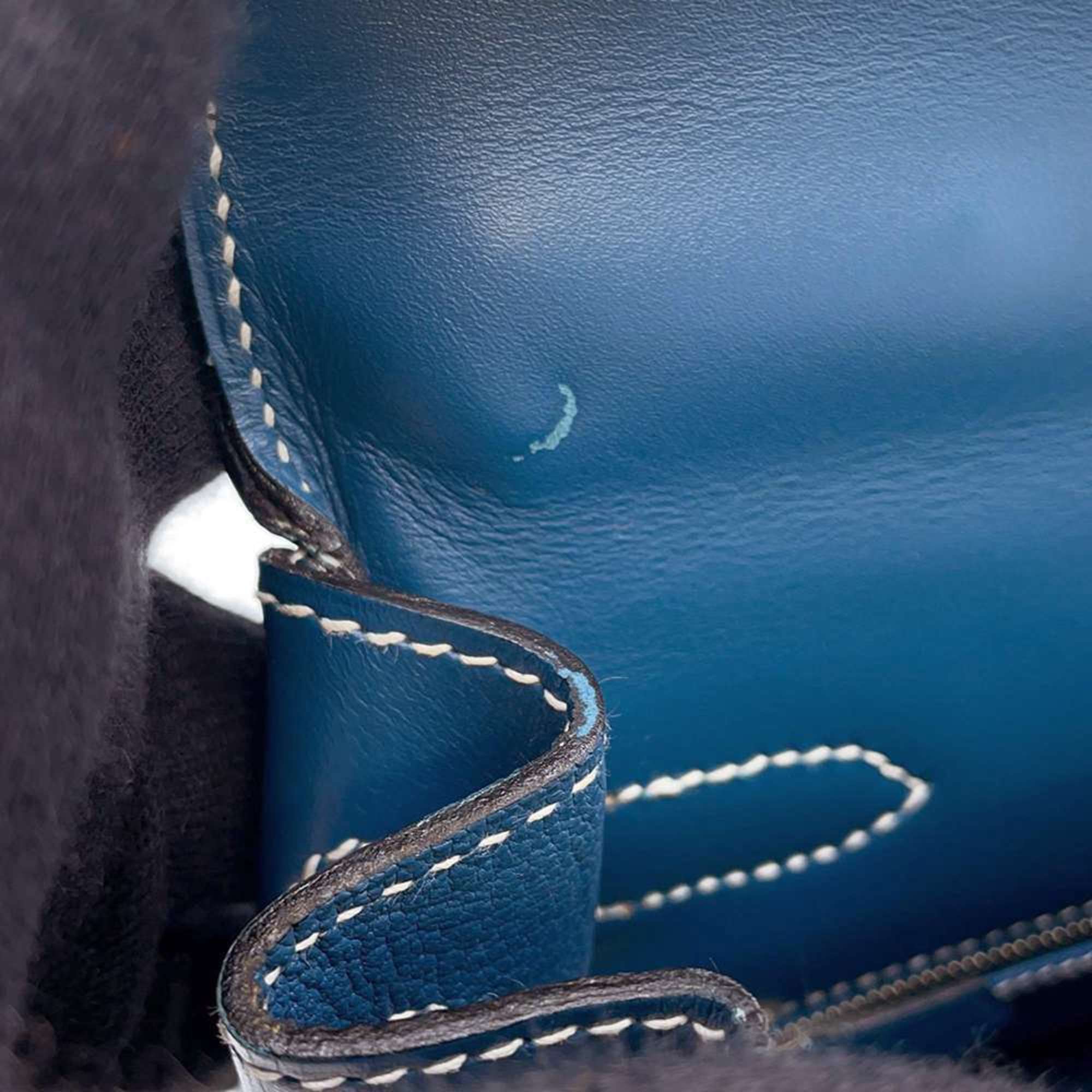 Hermes handbag Kelly 32 Inner stitching Blue Thalassa Matte box calf Vibrato □G stamp