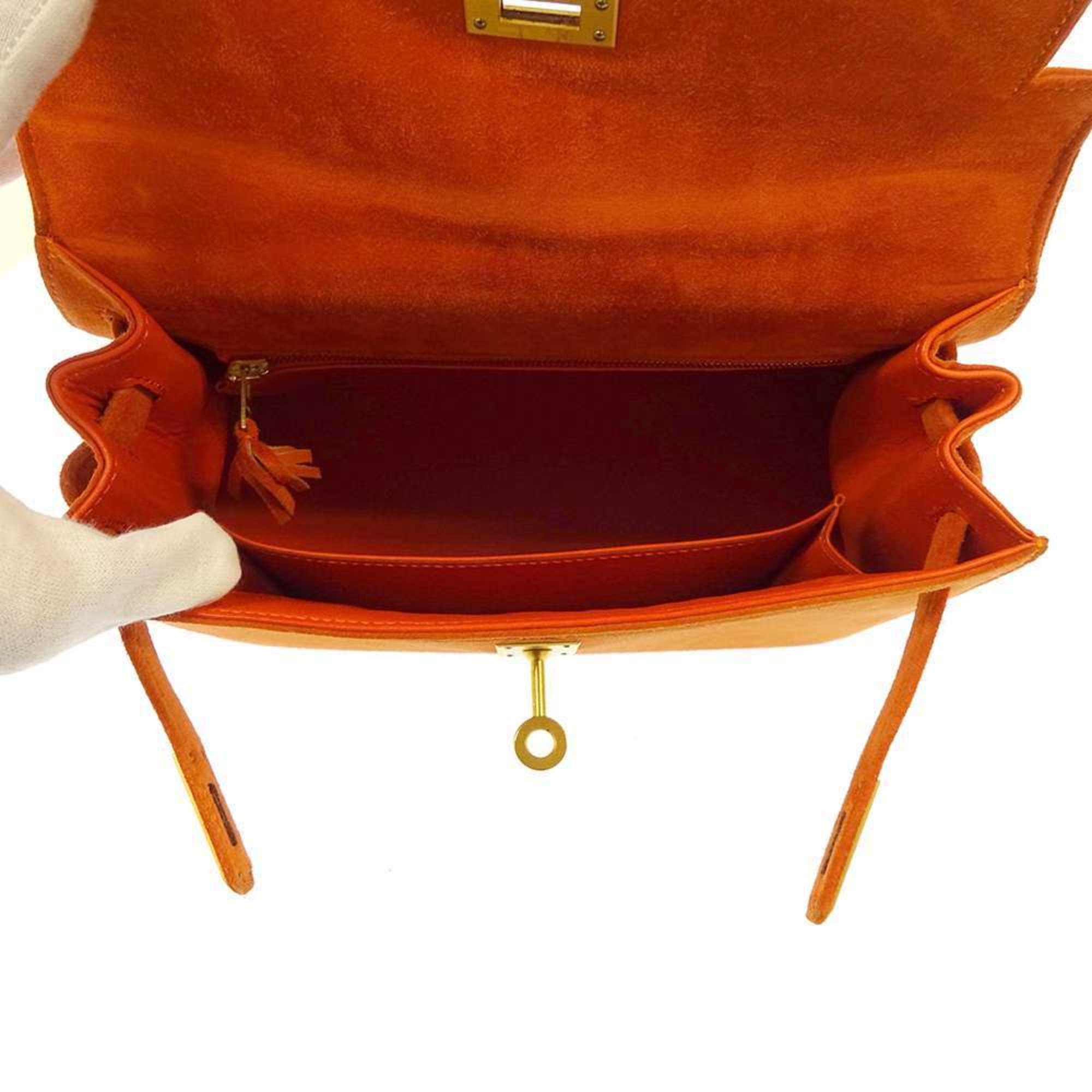 Hermes handbag Kelly 25 outside stitching orange matte dobris □H stamp