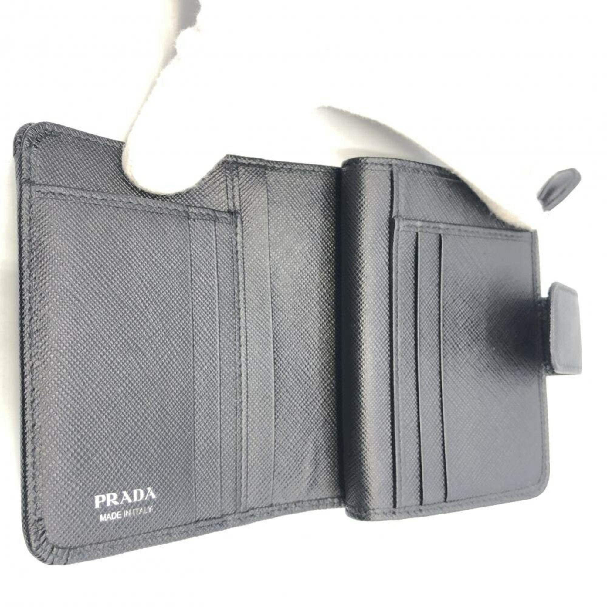 PRADA Saffiano Triangle Bi-fold Wallet Prada