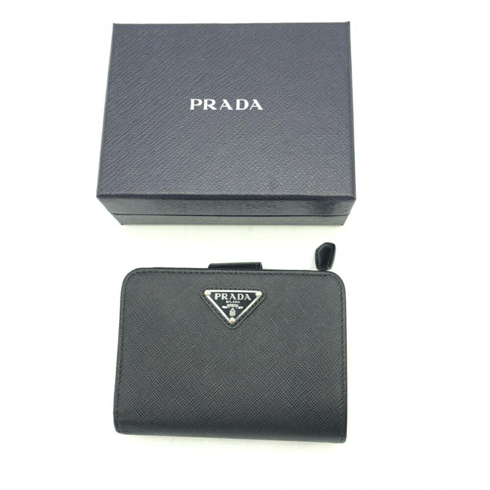 PRADA Saffiano Triangle Bi-fold Wallet Prada