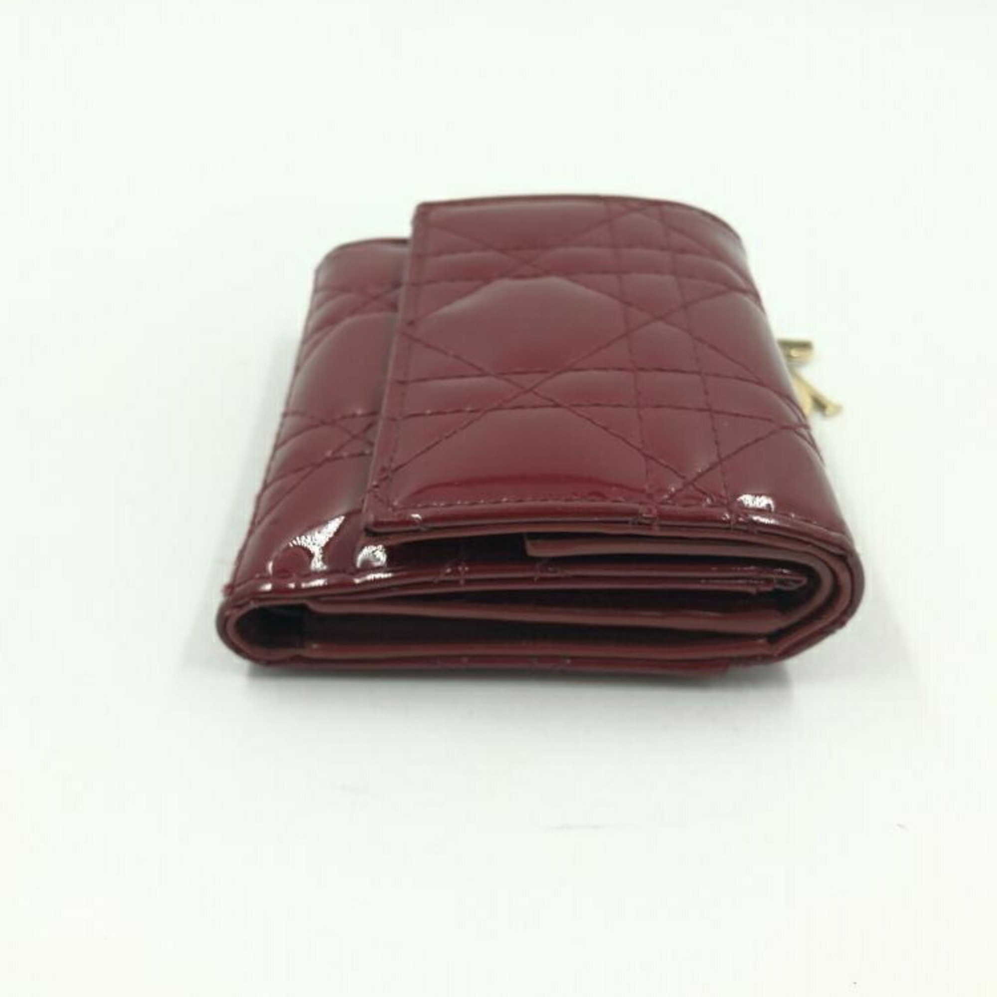 Christian Dior Patent Lotus Wallet Red 43-M-1210