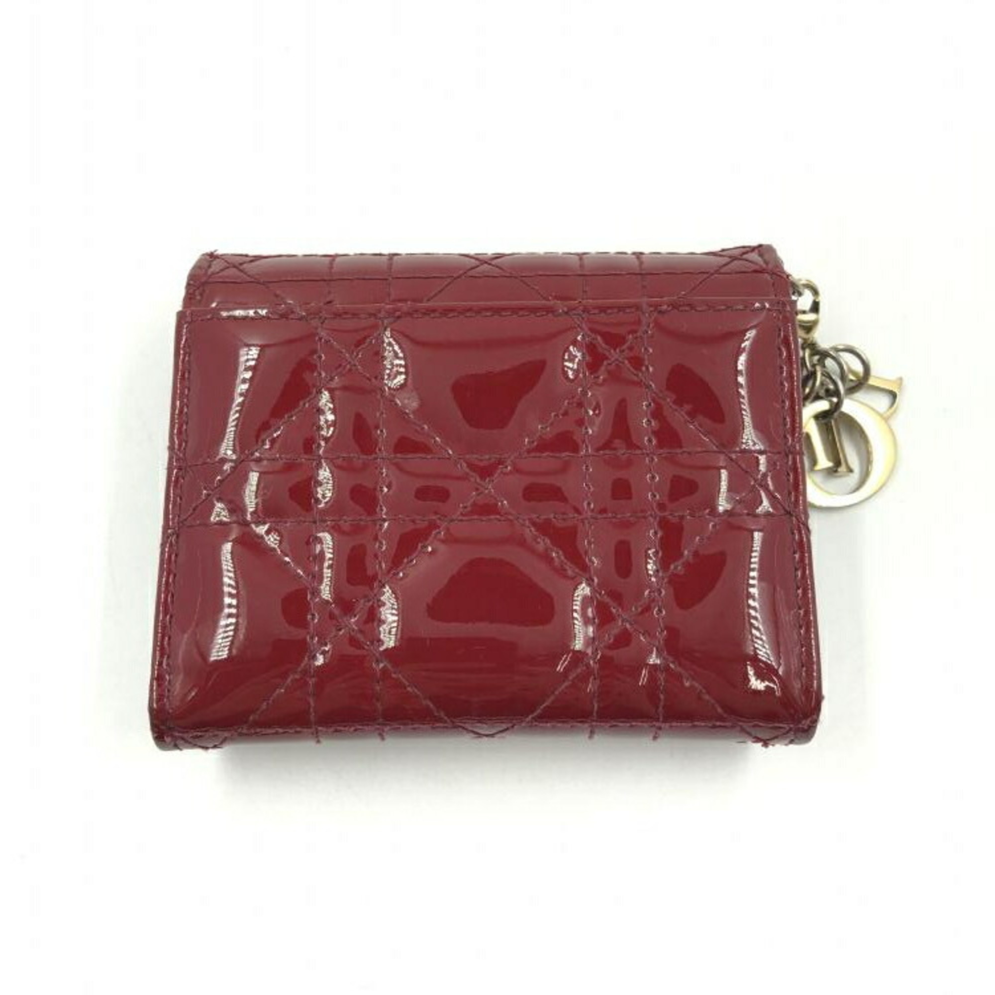 Christian Dior Patent Lotus Wallet Red 43-M-1210