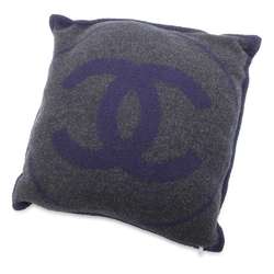 CHANEL Cushion Coco Mark Double Face Wool Cashmere Navy