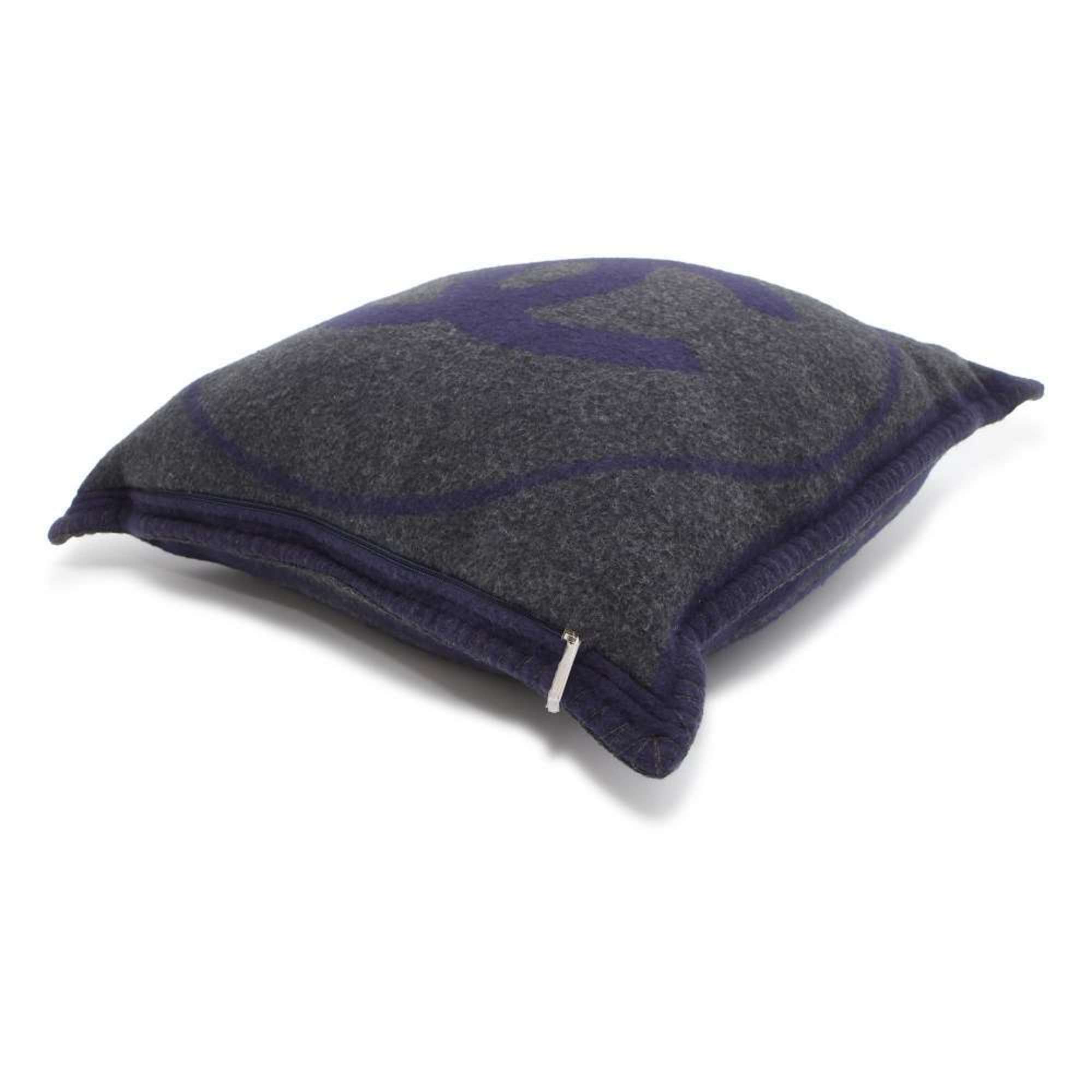 CHANEL Cushion Coco Mark Double Face Wool Cashmere Navy