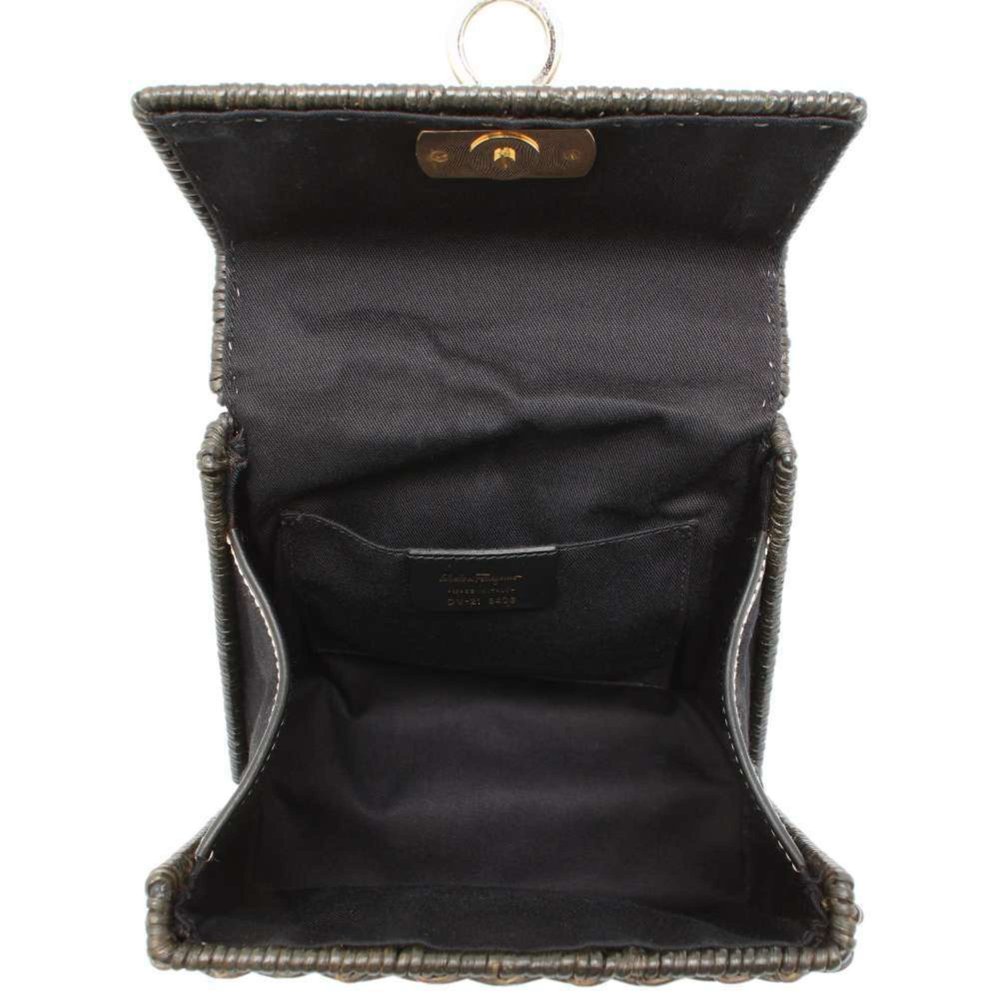 Salvatore Ferragamo Handbag Gancini DV-21 3403 Bag Black