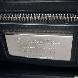 Christian Dior Handbag Lady Art Medium Velour Leather 2way Shoulder Black