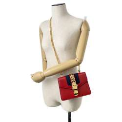 Gucci Chain Shoulder Bag Sylvie Web with Ribbon 431666 GUCCI Red