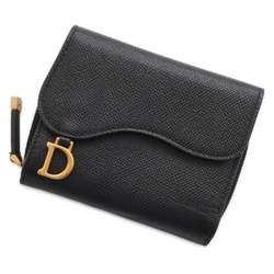 Christian Dior Tri-fold Wallet Saddle Medium Black