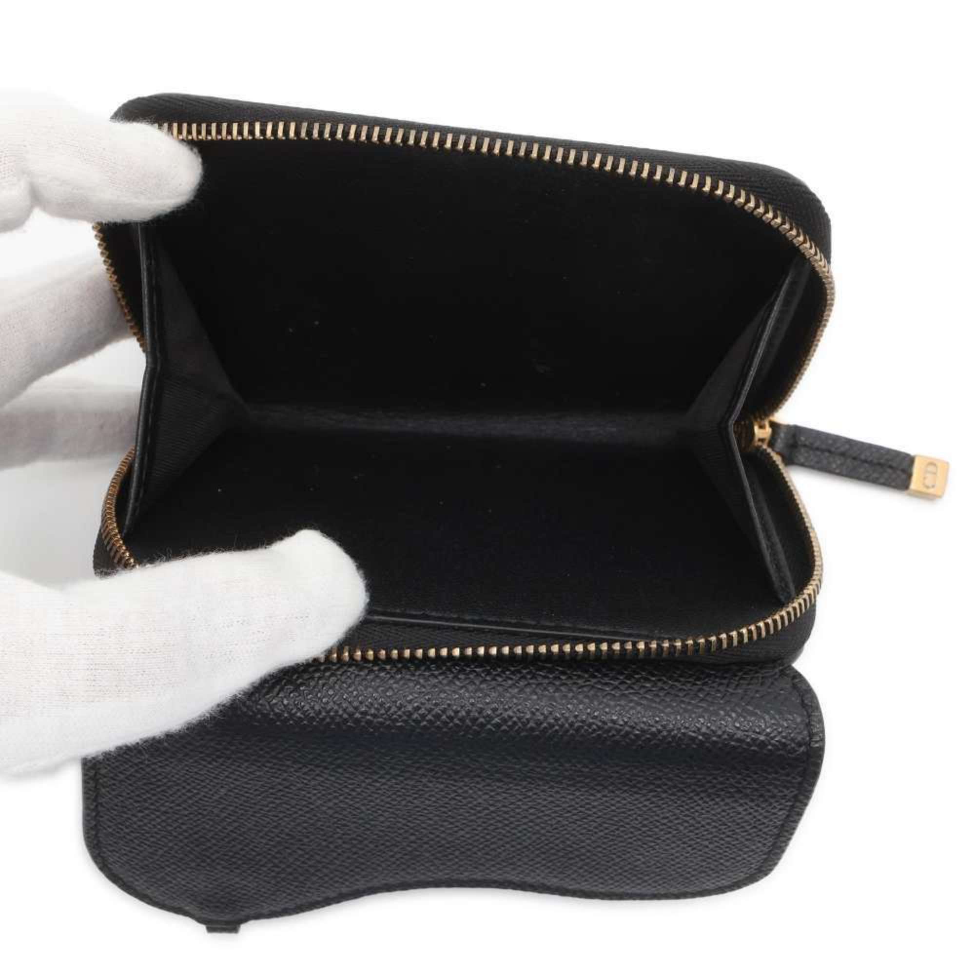 Christian Dior Tri-fold Wallet Saddle Medium Black