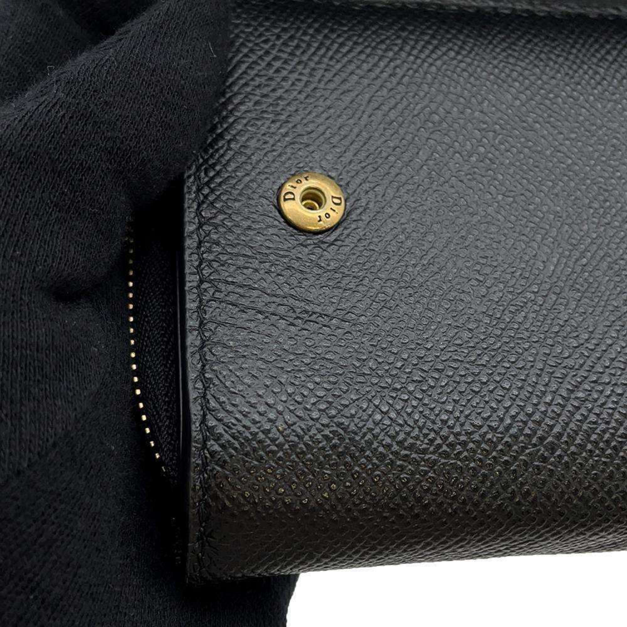 Christian Dior Tri-fold Wallet Saddle Medium Black