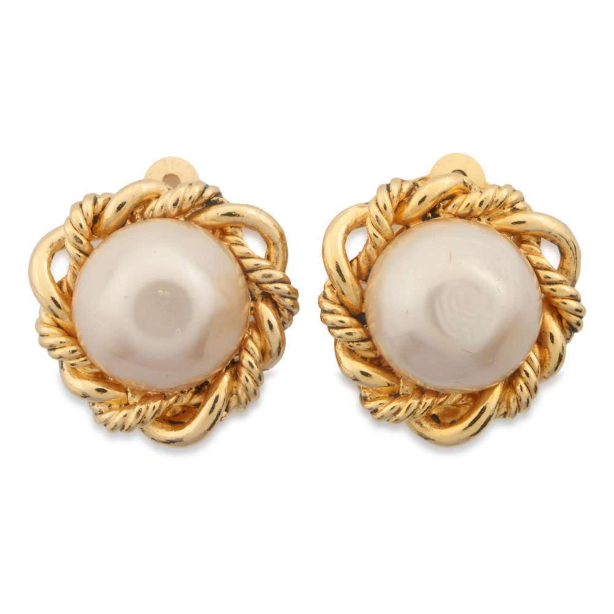 Chanel Earrings, Faux Pearl, Metal, CHANEL