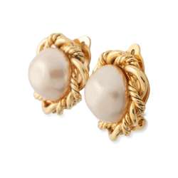 Chanel Earrings, Faux Pearl, Metal, CHANEL