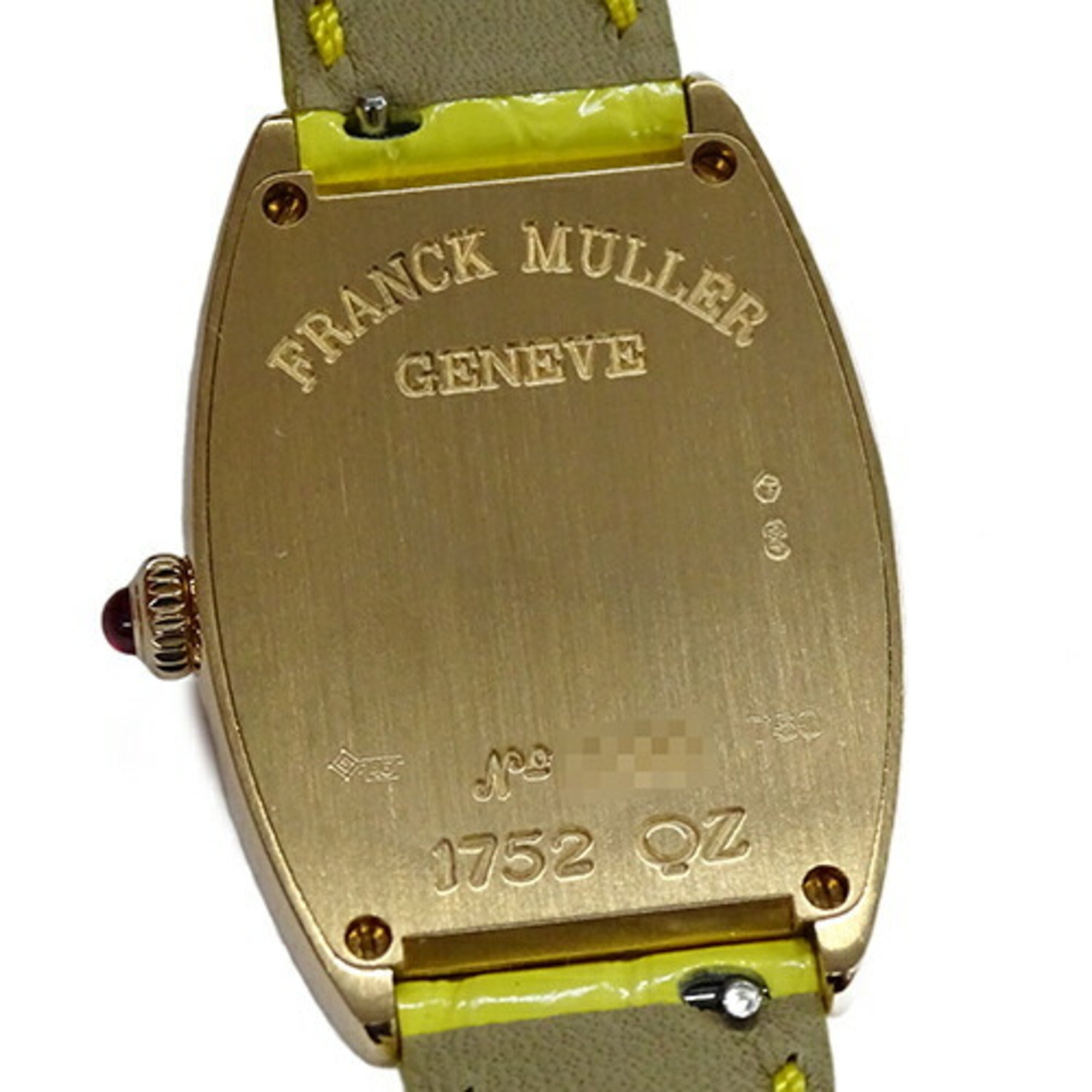 FRANCK MULLER Tono Curvex 1752 Watch for Women, Quartz, 750PG, Leather, Pink Gold, Silver, Yellow, Polished