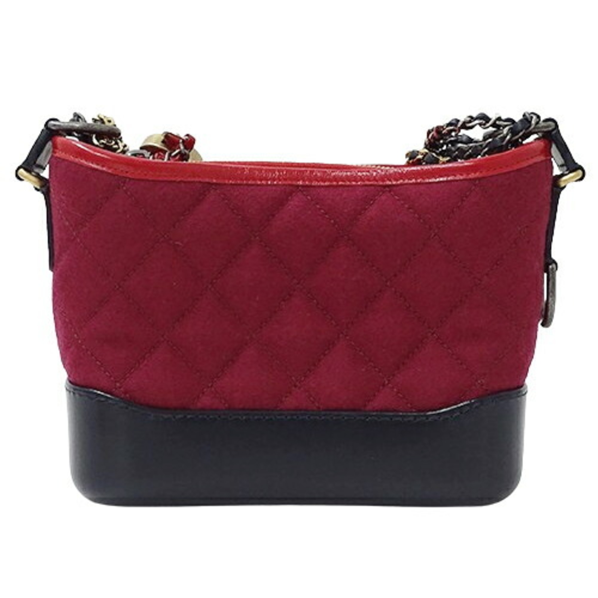 CHANEL Bag Gabrielle de Chanel Women's Shoulder Chain Wool Leather Red Black Compact