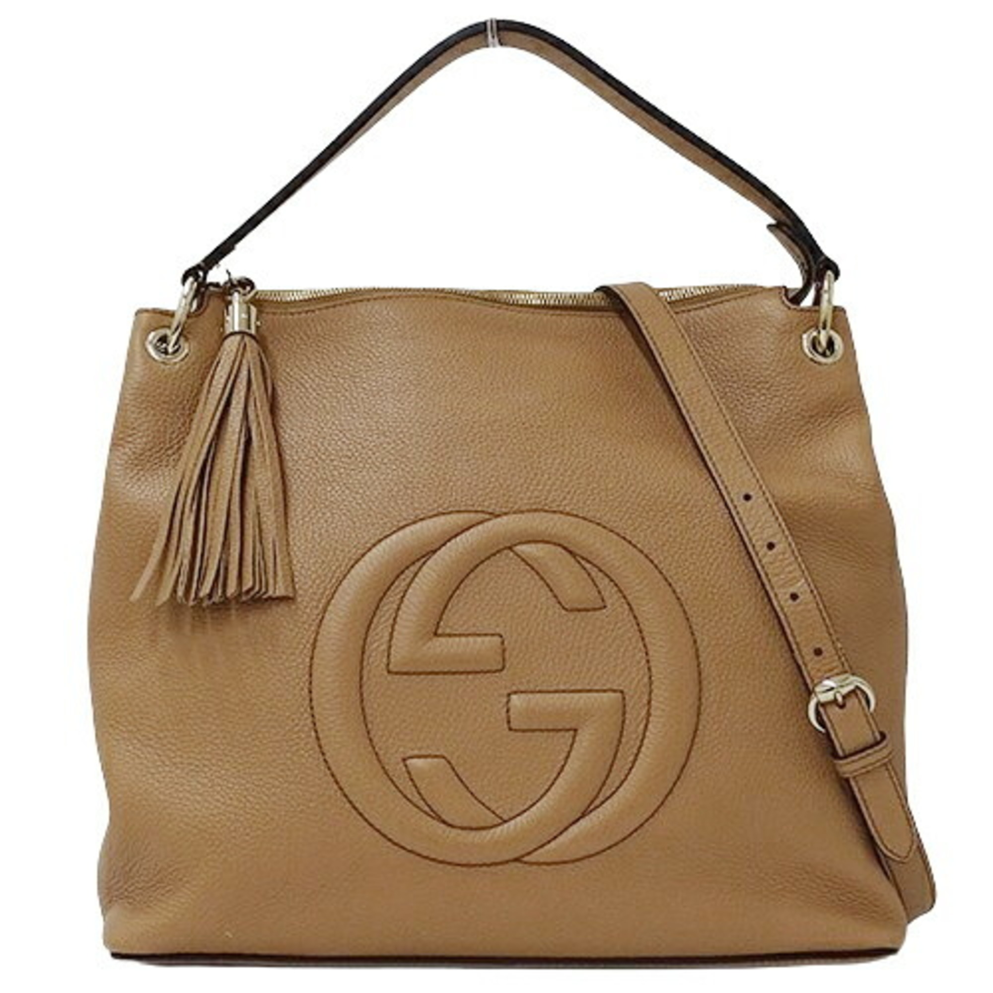 Gucci GUCCI Bag Women's Handbag Shoulder 2way Soho Leather Pink Beige 536194 Tassel