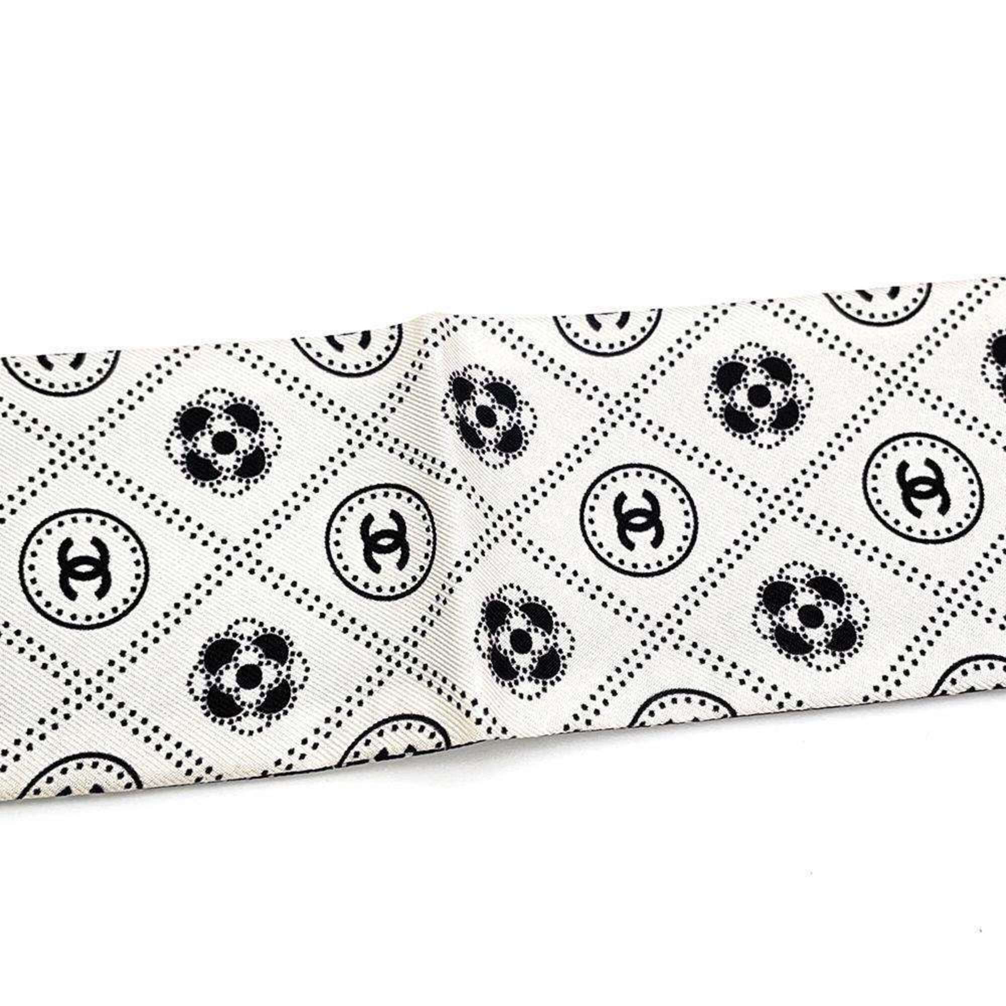 Chanel scarf Coco mark camellia silk AA7447 CHANEL headband 2021 black white